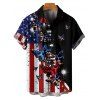 Chemise homme à rayures et étoiles papillon, motif patriotique, motif drapeau américain, boutonnée, retroussée, manches courtes - Noir 5XL