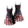 Robe de fête de l'indépendance à motif papillon, étoiles, rayures, éléments du drapeau américain, bretelles spaghetti, col en V, coupe trapèze, mini-robe débardeur patriotique - Noir XXL | US 14