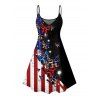 Robe de fête de l'indépendance à motif papillon, étoiles, rayures, éléments du drapeau américain, bretelles spaghetti, col en V, coupe trapèze, mini-robe débardeur patriotique - Noir XXL | US 14