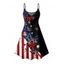 Robe de fête de l'indépendance à motif papillon, étoiles, rayures, éléments du drapeau américain, bretelles spaghetti, col en V, coupe trapèze, mini-robe débardeur patriotique - Noir XXL | US 14