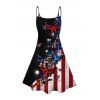 Butterfly Star Striped Pattern Independence Day Dress American Flag Elements Spaghetti Strap V Neck A Line Mini Patriotic Tank Dress - BLACK XXXL | US 16