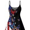 Butterfly Star Striped Pattern Independence Day Dress American Flag Elements Spaghetti Strap V Neck A Line Mini Patriotic Tank Dress - BLACK XXXL | US 16