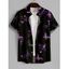 Chemise Décontractée Rose Papillon Imprimés à Manches Courtes - Noir L