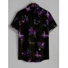 Chemise Décontractée Rose Papillon Imprimés à Manches Courtes - Noir L