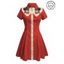 Cat with Hat Pattern Contrast Color Vacation Dress 100% Cotton Turn Down Collar Short Sleeve A Line Dress - RED L | US 8-10