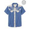 Chemise de vacances à motif pieuvre pour homme, couleur contrastée, boutonnée, col rabattu, décontractée - Bleu gris XL
