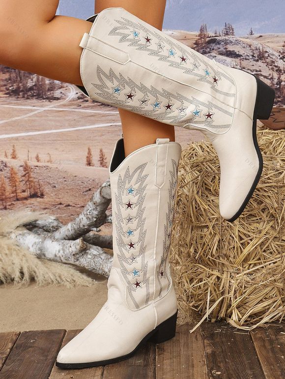 Vacation Women Outfit Solid Color Cinched Shoulder Lace Panel A Line Dress and Turquoise Beaded Earrings Embroidery Star Boots Set - Vert clair S | US 4