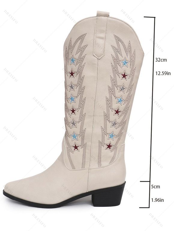 Vacation Women Outfit Solid Color Cinched Shoulder Lace Panel A Line Dress and Turquoise Beaded Earrings Embroidery Star Boots Set - Vert clair S | US 4