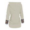 Tribal Geometric Stripe Panel Hooded Knit Top Long Sleeve Mock Button Knitted Top - LIGHT YELLOW M