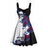 Gothic Couple Outfit Monochrome Flower Leaf Skulls Pattern Ruched Bust Sweetheart Neck Dress and Button Up Shirt Holiday Matching Outfit - Noir S | US 4