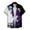 Gothic Couple Outfit Monochrome Flower Leaf Skulls Pattern Ruched Bust Sweetheart Neck Dress and Button Up Shirt Holiday Matching Outfit - Noir S | US 4