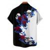 Gothic Couple Outfit Monochrome Flower Leaf Skulls Pattern Ruched Bust Sweetheart Neck Dress and Button Up Shirt Holiday Matching Outfit - Noir S | US 4