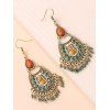 Vacation Women Outfit Solid Color Cinched Shoulder Lace Panel A Line Dress and Turquoise Beaded Earrings Embroidery Star Boots Set - Vert clair S | US 4