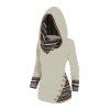 Tribal Geometric Stripe Panel Hooded Knit Top Long Sleeve Mock Button Knitted Top