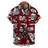 Chemise gothique à manches courtes et boutons pour homme, motif tête de mort, style gothique, style vacances - Rouge foncé 5XL