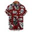 Chemise gothique à manches courtes et boutons pour homme, motif tête de mort, style gothique, style vacances - Rouge foncé 5XL