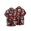 Chemise gothique à manches courtes et boutons pour homme, motif tête de mort, style gothique, style vacances - Rouge foncé 5XL