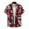 Chemise gothique à manches courtes et boutons pour homme, motif tête de mort, style gothique, style vacances - Rouge foncé 5XL