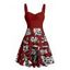 Robe gothique à col en cœur et mini-robe trapèze style gothique avec motif de crânes et lettres - Rouge foncé XXXXXL | US 20