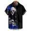 Chemise gothique à manches courtes et boutons pour homme, motif floral, tête de mort et rose, style vacances - Noir 5XL