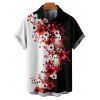 Chemise gothique à manches courtes et boutons pour homme, motif floral et fantôme, couleur contrastée, style vacances - Rouge foncé 5XL