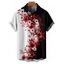 Chemise gothique à manches courtes et boutons pour homme, motif floral et fantôme, couleur contrastée, style vacances - Rouge foncé 5XL