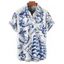 Chemise de vacances pour homme, motif sirène, dauphin, navire, éléments océaniques, boutonnée, retroussée, manches courtes, décontractée - Bleu 5XL