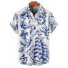 Chemise de vacances pour homme, motif sirène, dauphin, navire, éléments océaniques, boutonnée, retroussée, manches courtes, décontractée - Bleu 5XL