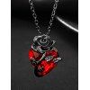 Gothic Women Outfit Monochrome Rose Skulls Pattern Spaghetti Strap Tank Dress and Heart Rose Necklace Heart Chain Embellishment Sandals Set - Noir S | US 4