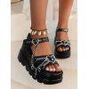 Gothic Women Outfit Monochrome Rose Skulls Pattern Spaghetti Strap Tank Dress and Heart Rose Necklace Heart Chain Embellishment Sandals Set - Noir S | US 4