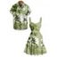 Vacation Couple Outfit Ombre Palm Tree Pattern Ruched Bust Belt Sweetheart Neck A Line Mini Dress and Button Up Shirt Beach Matching Outfit - Bleu clair S | US 4