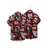 Gothic Couple Outfit Skulls Letter Goth Style Pattern Ruched Bust Sweetheart Neck A Line Mini Dress and Button Up Shirt Holiday Matching Outfit - Rouge foncé S | US 4