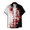 Gothic Couple Outfit Contrast Color Flower Ghost Pattern Ruched Bust Dress and Button Up Shirt Vacation Matching Outfit - Noir S | US 4