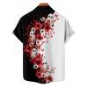 Gothic Couple Outfit Contrast Color Flower Ghost Pattern Ruched Bust Dress and Button Up Shirt Vacation Matching Outfit - Noir S | US 4