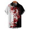 Gothic Couple Outfit Contrast Color Flower Ghost Pattern Ruched Bust Dress and Button Up Shirt Vacation Matching Outfit - Noir S | US 4