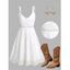 Vacation Women Outfit Solid Color Flower Lace Jacquard Panel Dress Waterdrop Tassel Earrings Embroidered Star Printed Boots Set - Blanc S | US 4
