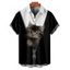 Chemise de vacances à manches courtes et boutons pour homme, décontractée, à motif chat contrasté - Noir 5XL