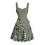 Robe de vacances à motif sirène, dauphin, navire, éléments océaniques, buste froncé, ceinture, col en cœur, ligne A, mini, décontractée - Bleu XXXXXL | US 20