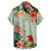 Chemise de vacances à manches courtes et boutons pour homme, motif floral et feuilles colorées, décontractée - Vert clair 5XL