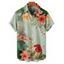 Chemise de vacances à manches courtes et boutons pour homme, motif floral et feuilles colorées, décontractée - Vert clair 5XL