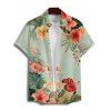 Chemise de vacances à manches courtes et boutons pour homme, motif floral et feuilles colorées, décontractée - Vert clair 5XL
