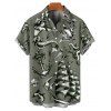 Chemise de vacances pour homme, motif sirène, dauphin, navire, éléments océaniques, boutonnée, retroussée, manches courtes, décontractée - Vert profond L