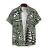 Chemise de vacances pour homme, motif sirène, dauphin, navire, éléments océaniques, boutonnée, retroussée, manches courtes, décontractée - Vert profond L