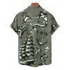 Vacation Couple Outfit Mermaid Dolphin Ship Ocean Elements Pattern Ruched Bust Belt Dress and Button Up Shirt Matching Outfit - Vert profond S | US 4