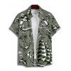 Vacation Couple Outfit Mermaid Dolphin Ship Ocean Elements Pattern Ruched Bust Belt Dress and Button Up Shirt Matching Outfit - Vert profond S | US 4
