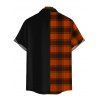 Chemise homme à manches retroussables et imprimé chauve-souris et coucher de soleil, boutonnée, manches courtes, décontractée - Orange 5XL