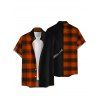 Chemise homme à manches retroussables et imprimé chauve-souris et coucher de soleil, boutonnée, manches courtes, décontractée - Orange 5XL