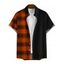Chemise homme à manches retroussables et imprimé chauve-souris et coucher de soleil, boutonnée, manches courtes, décontractée - Orange 5XL