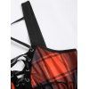 Contrast Plaid Print Lace Up Sleeveless Cami Dress and Roll Up Sleeve Shirt Outfit - Orange S | US 4