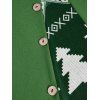 Robe colorblock, robe de Noël, imprimé sapin et flocon de neige, mini-robe trapèze cintrée à manches longues et godets - Vert XXL